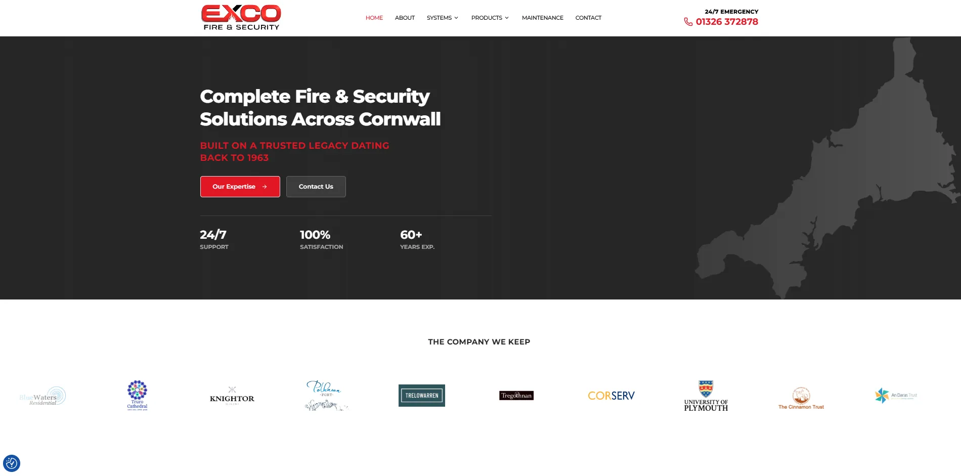 EXCO Fire & Security website screenshot